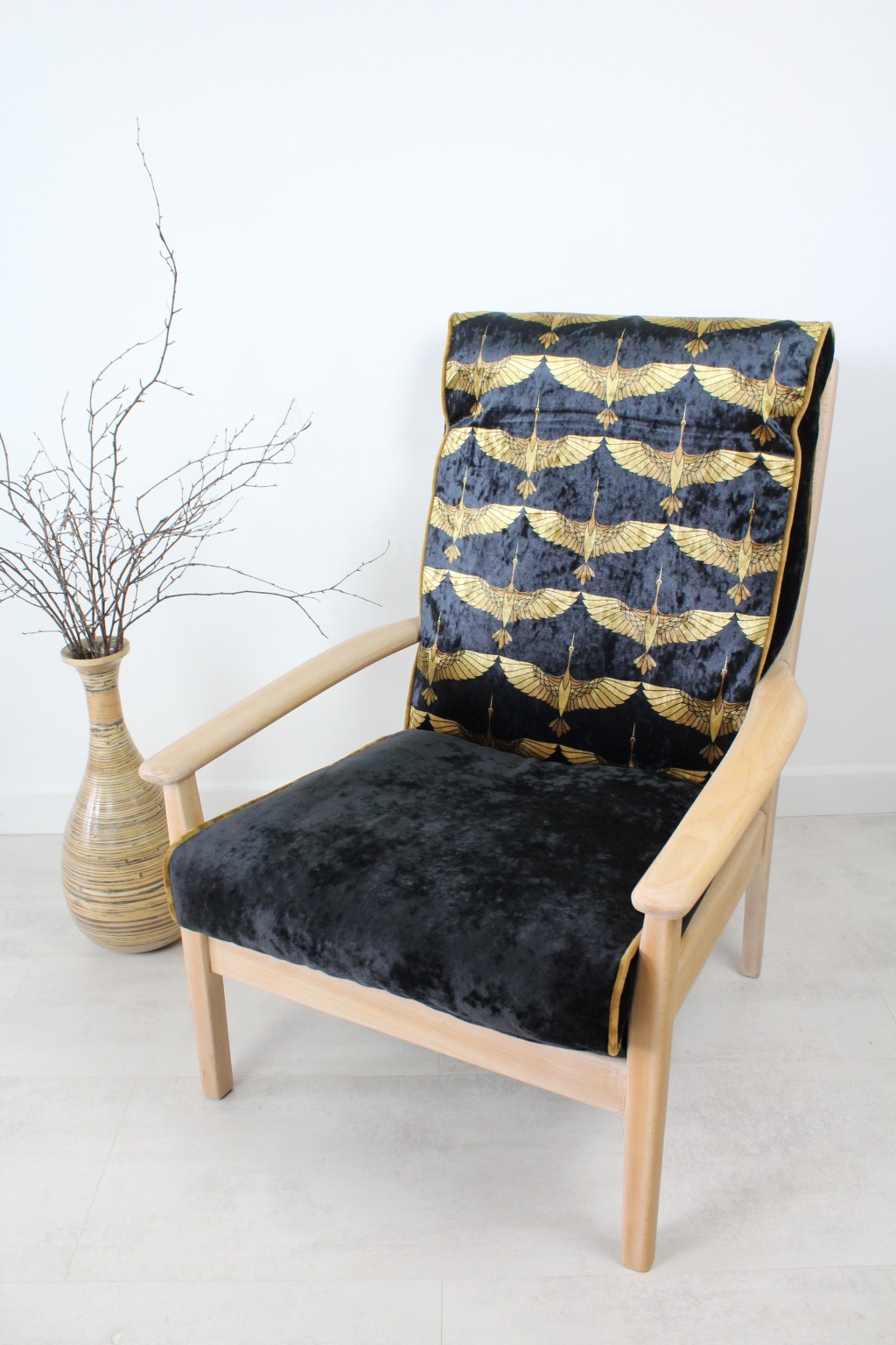 Mid Century Vintage Cintique Armchairs with Art Deco Fabric