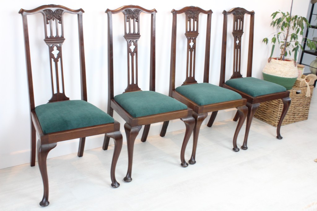 Edwardian High Backed 4 Dining Chairs
